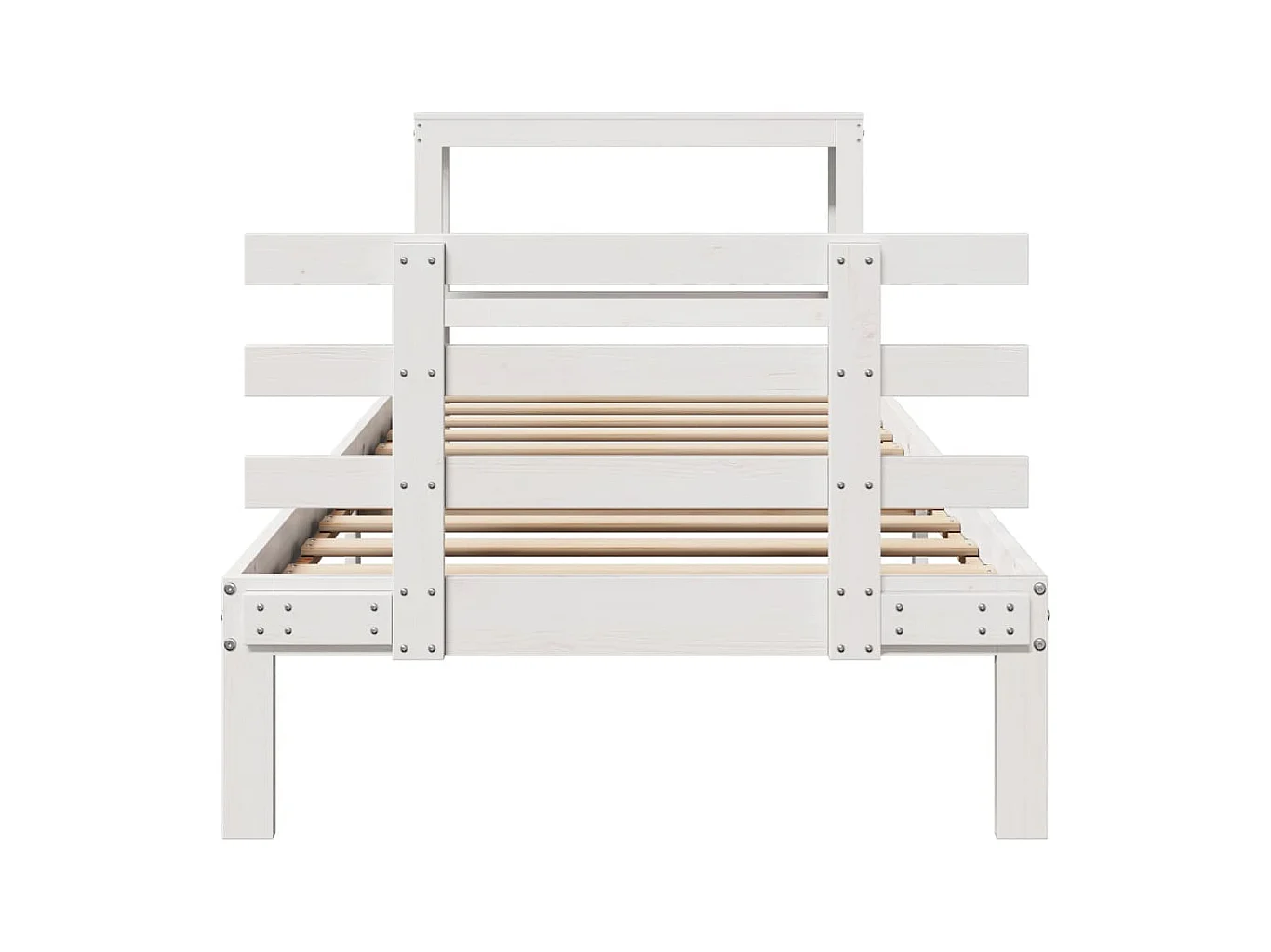 Lit simple | Lit adulte, enfant | Cadre de lit avec tête de lit blanc 90x200 cm