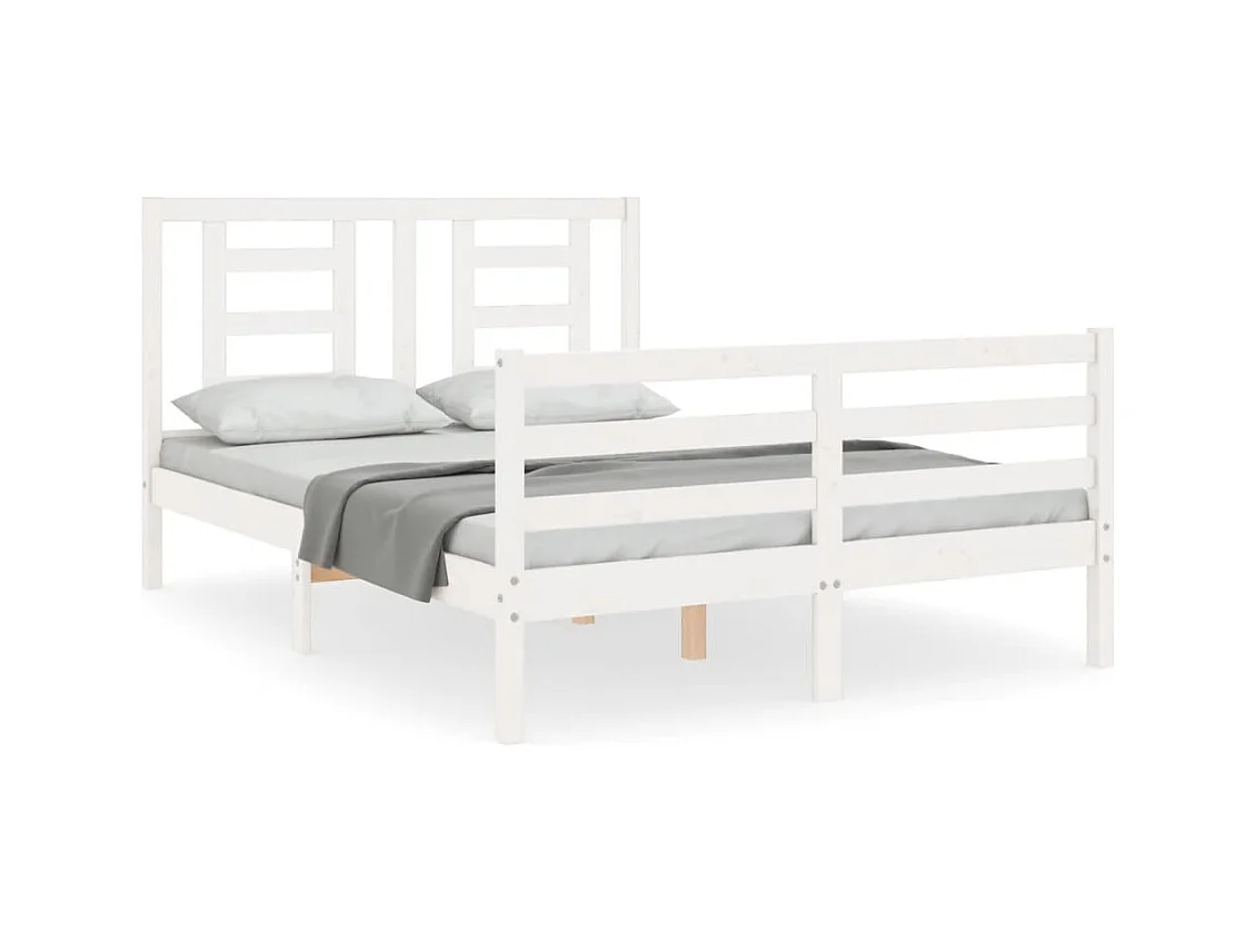 Lit double | Lit adulte | Cadre de lit blanc 140x190 cm bois massif