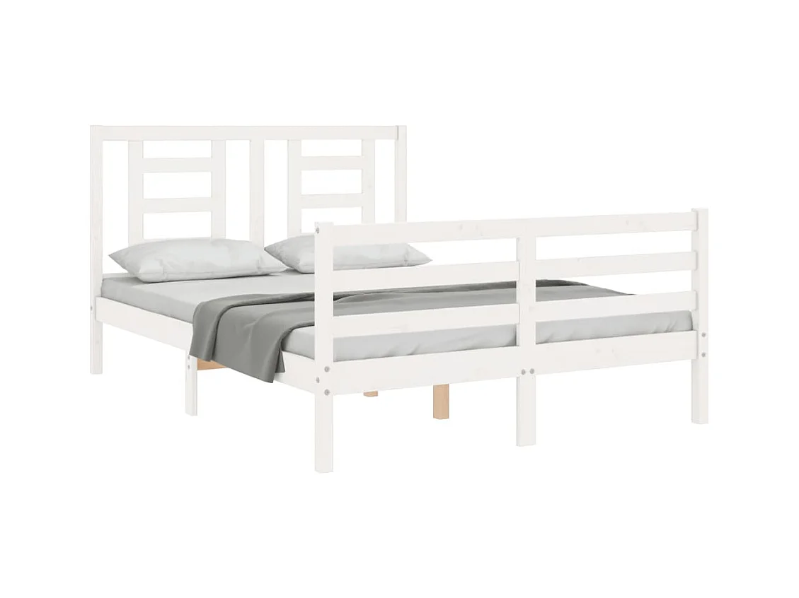 Lit double | Lit adulte | Cadre de lit blanc 140x190 cm bois massif