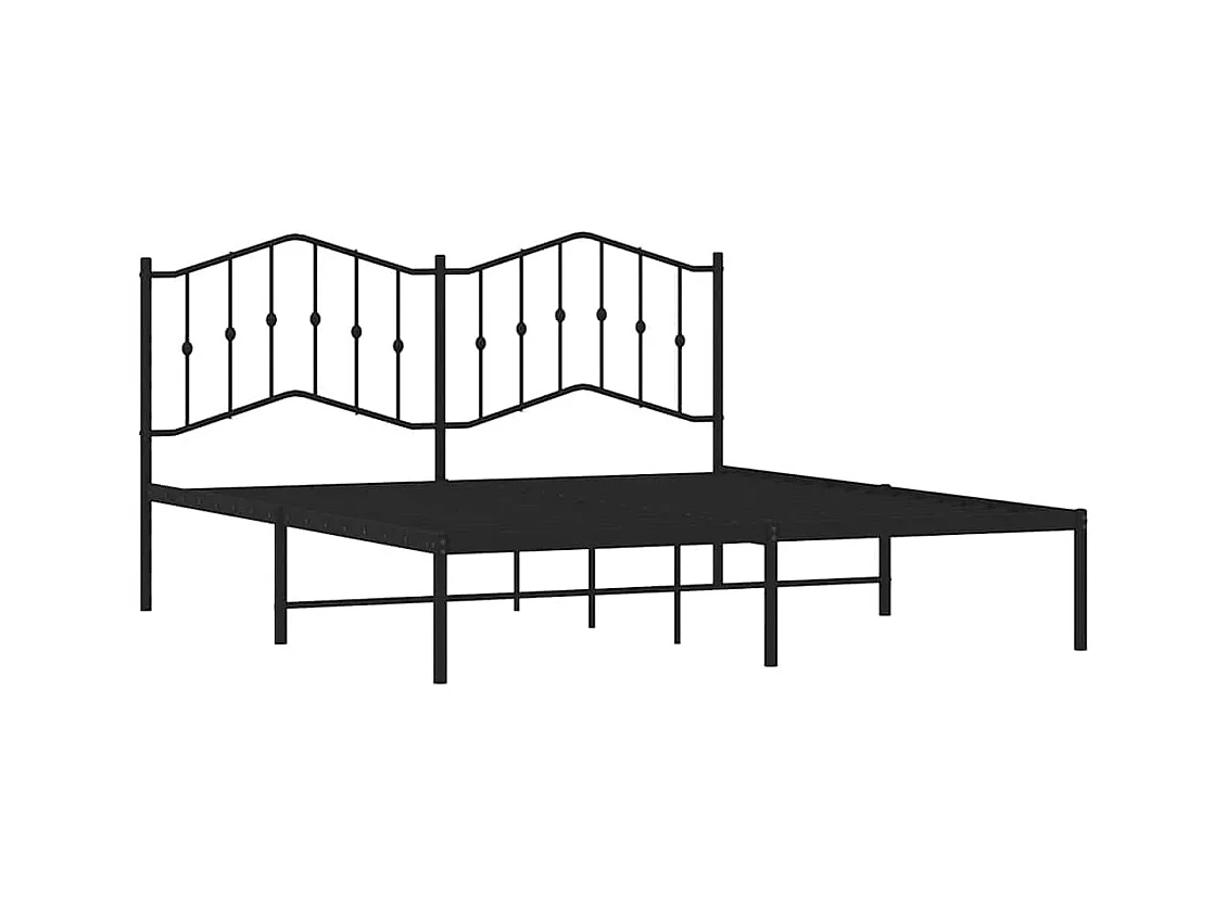 Lit double | Lit adulte | Cadre de lit métal avec tête de lit noir 183x213cm