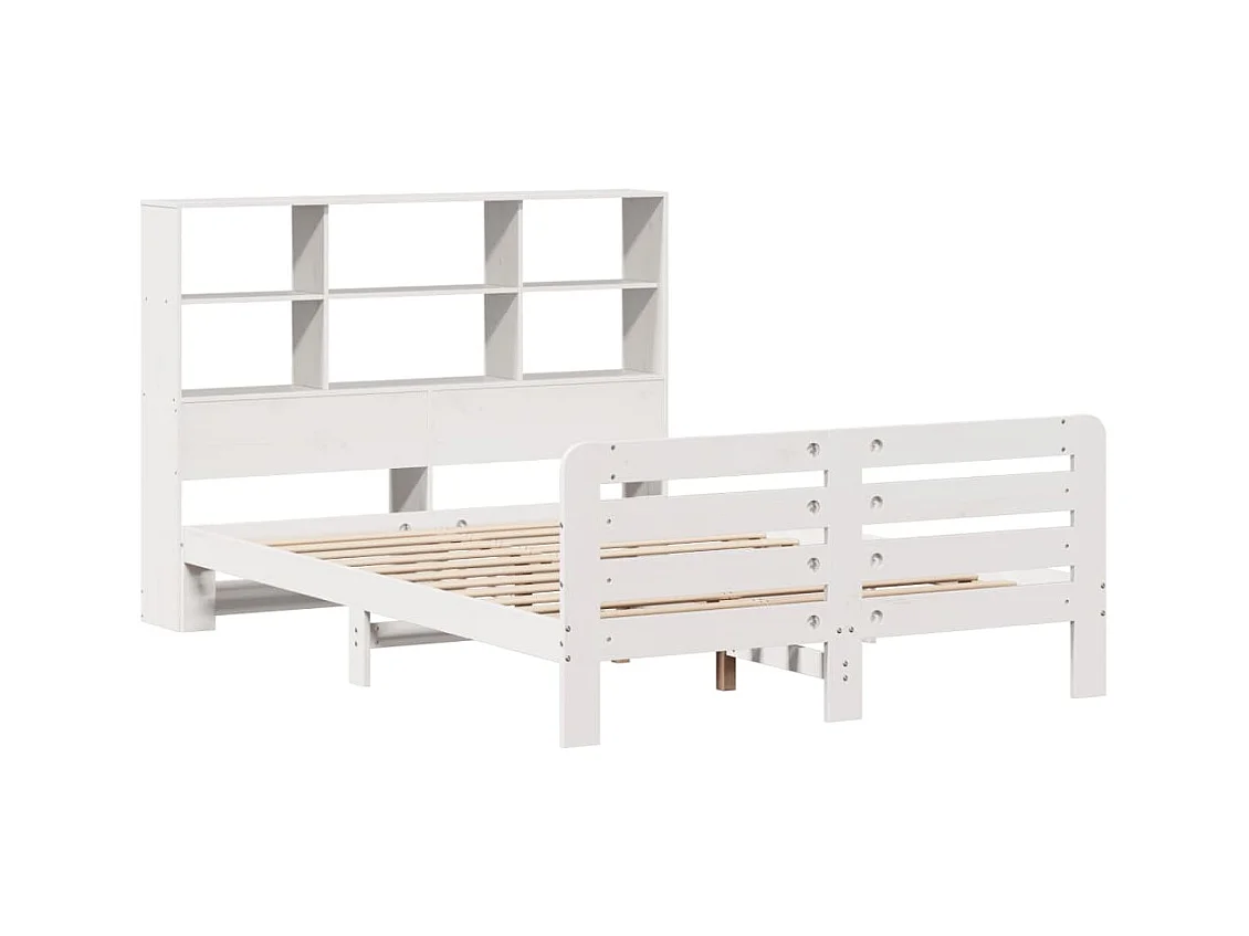 Lit double | Lit adulte | Cadre de lit blanc 140x190 cm bois de pin massif