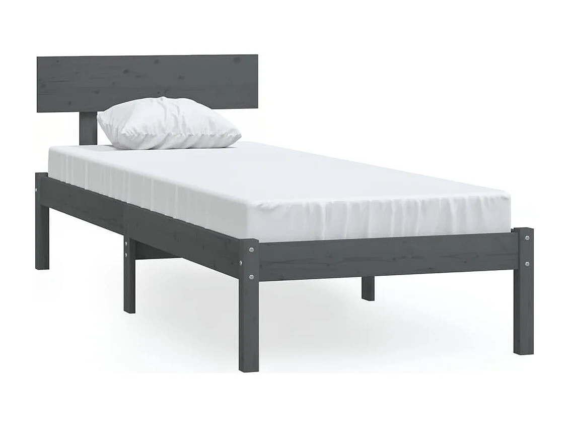 Lit simple | Lit adulte, enfant | Cadre de lit gris bois massif 100x200 cm