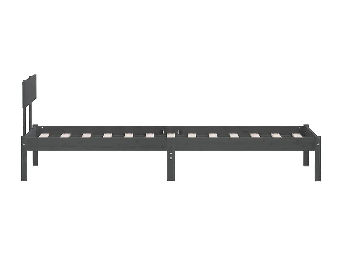 Lit simple | Lit adulte, enfant | Cadre de lit gris bois massif 100x200 cm