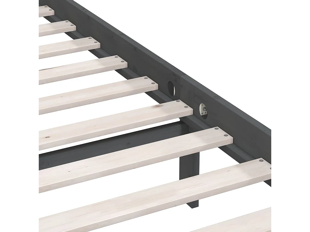 Lit simple | Lit adulte, enfant | Cadre de lit gris bois massif 100x200 cm