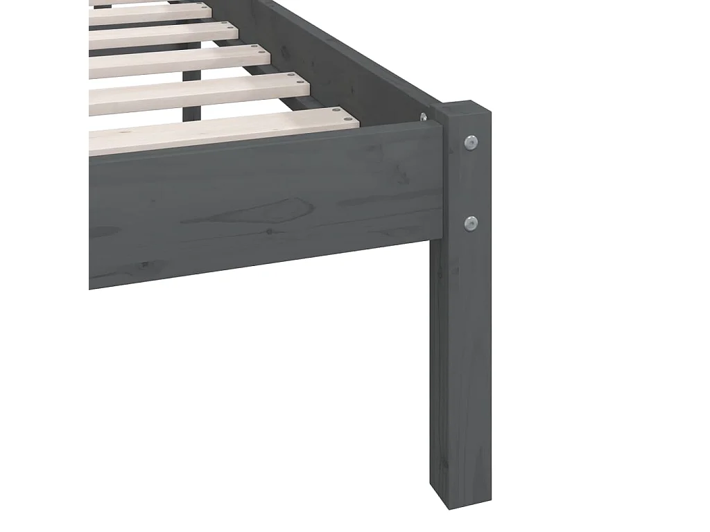 Lit simple | Lit adulte, enfant | Cadre de lit gris bois massif 100x200 cm