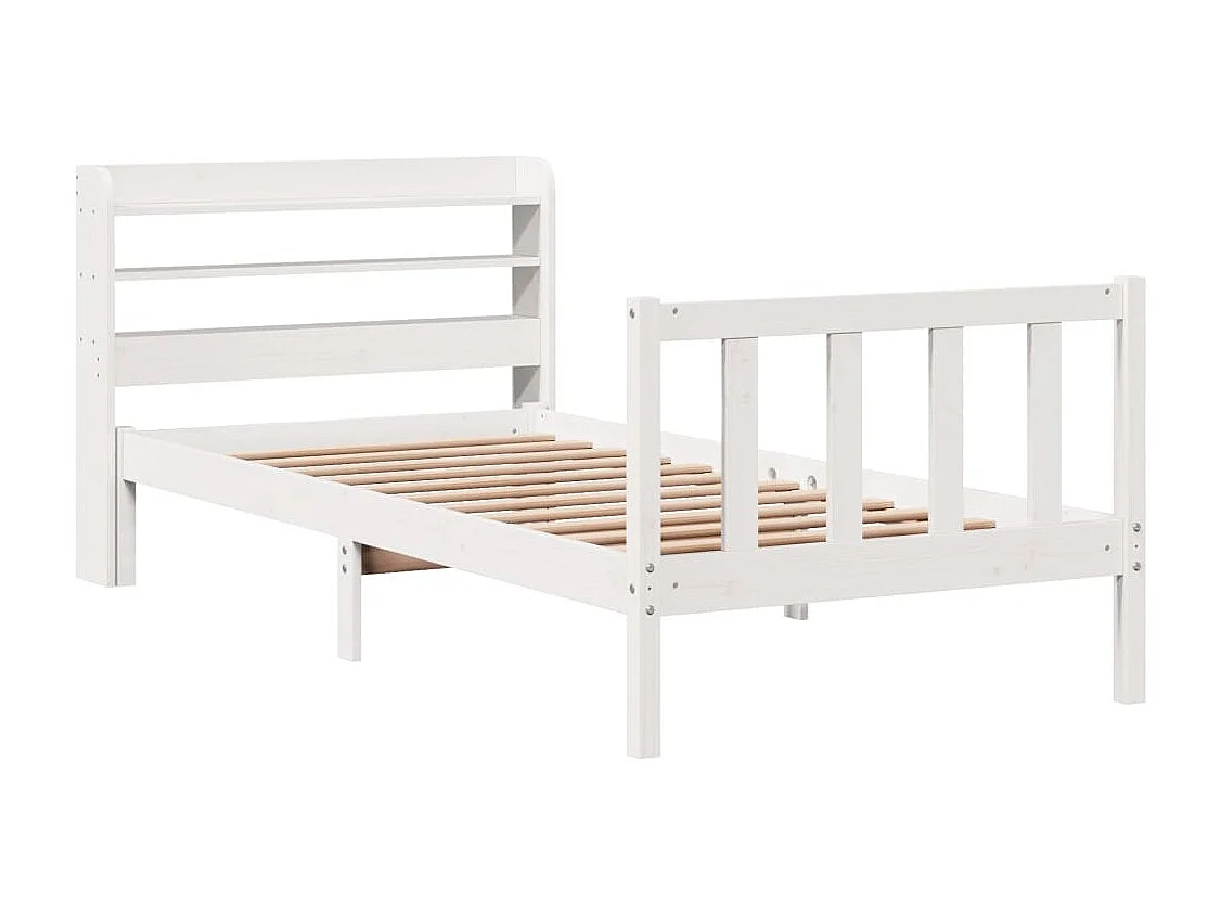 Lit simple | Lit adulte, enfant | Cadre de lit blanc 75x190 cm bois de pin massif