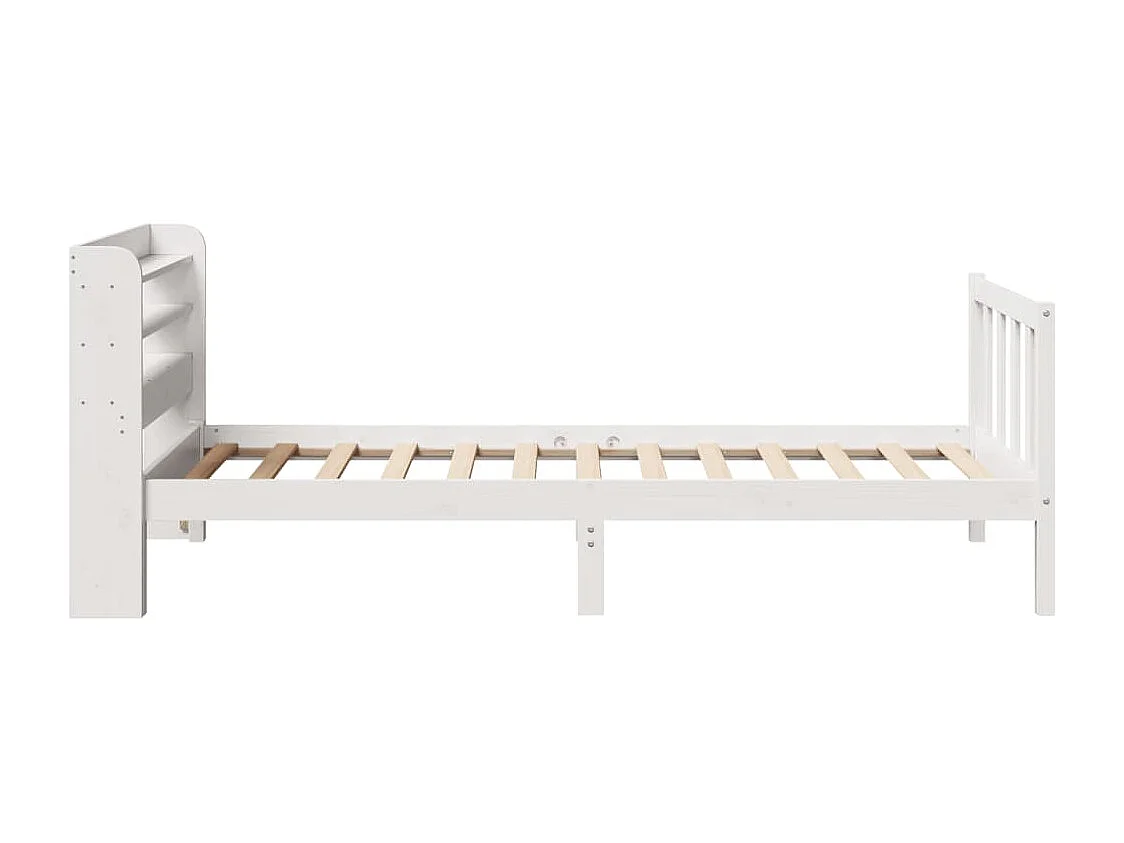 Lit simple | Lit adulte, enfant | Cadre de lit blanc 75x190 cm bois de pin massif