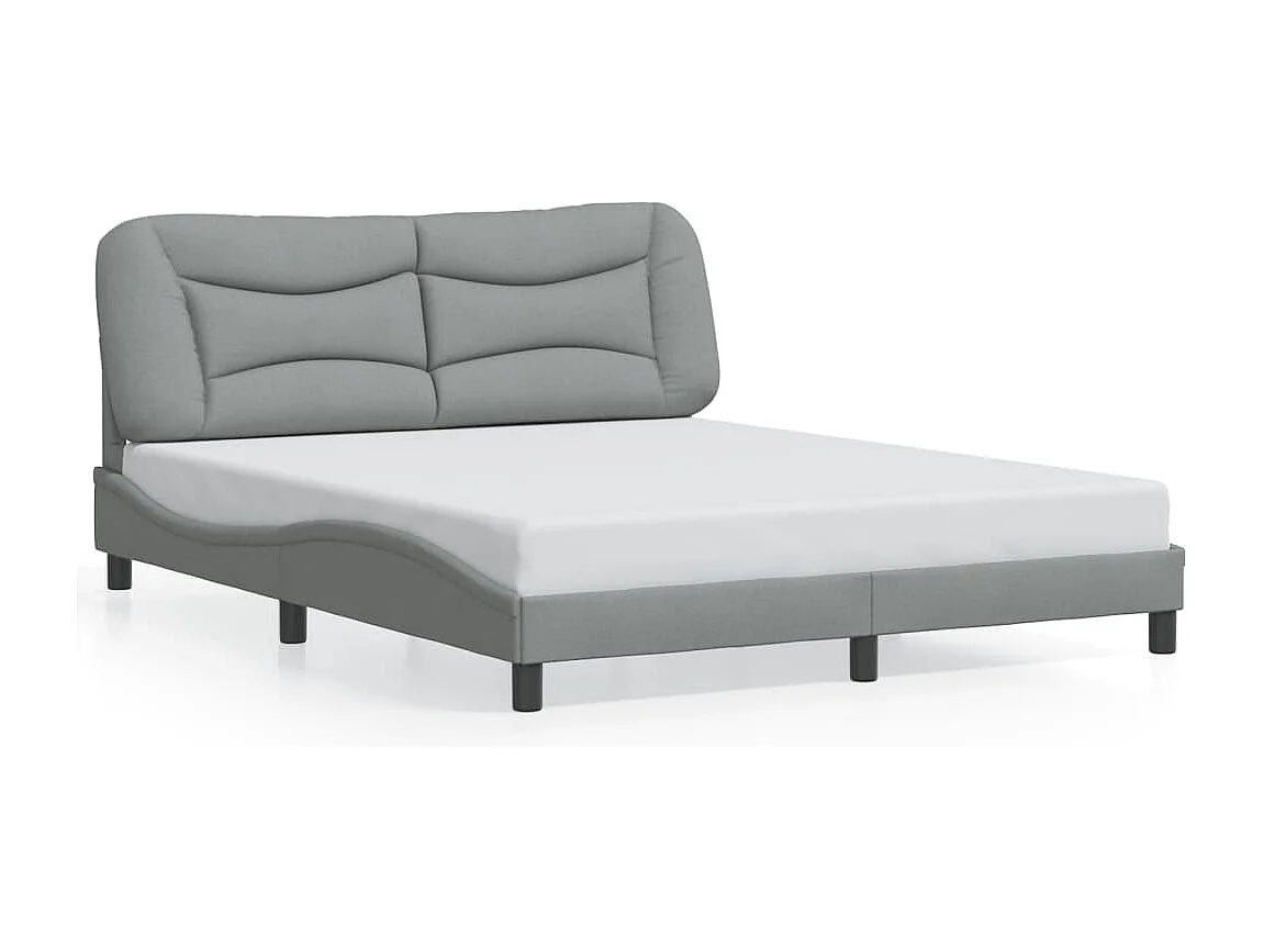 Lit double | Lit adulte | Cadre de lit gris clair 160x200 cm tissu