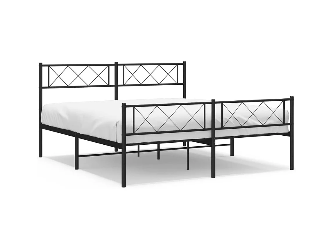 Lit double | Lit adulte | Cadre de lit métal avec pied de lit noir 160x200cm