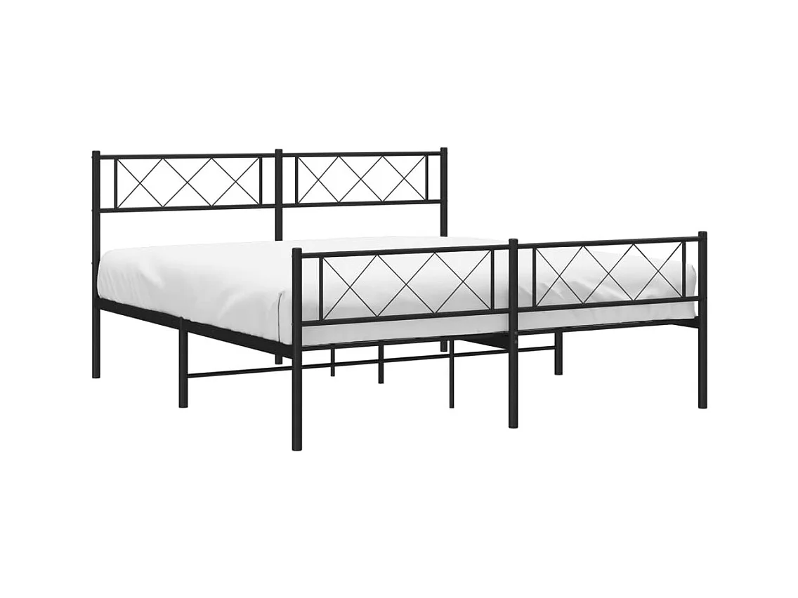 Lit double | Lit adulte | Cadre de lit métal avec pied de lit noir 160x200cm
