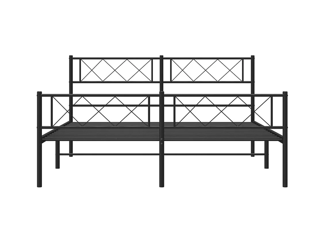 Lit double | Lit adulte | Cadre de lit métal avec pied de lit noir 160x200cm