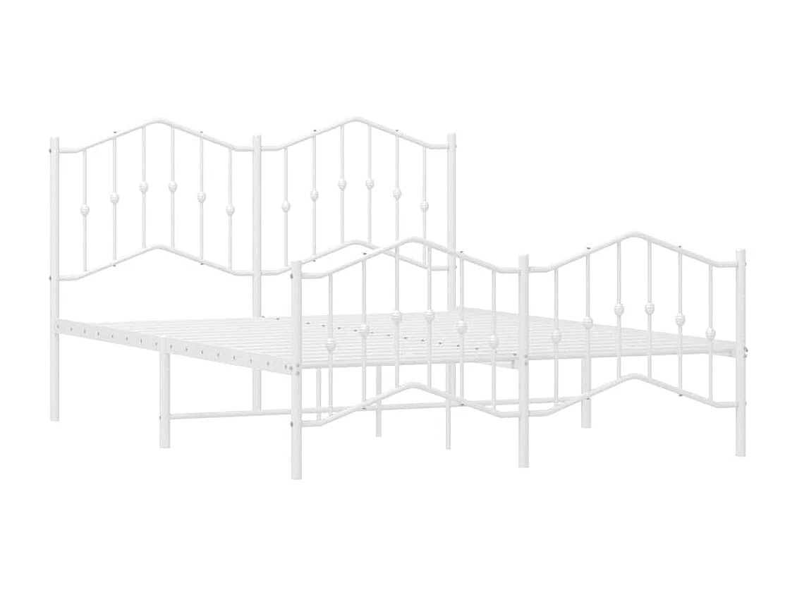 Lit double | Lit adulte | Cadre de lit métal et pied de lit blanc 135x190 cm