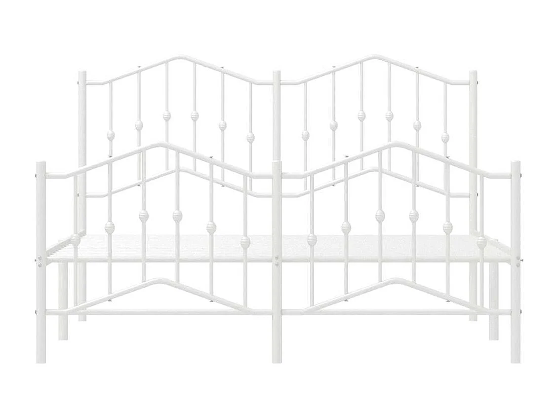 Lit double | Lit adulte | Cadre de lit métal et pied de lit blanc 135x190 cm