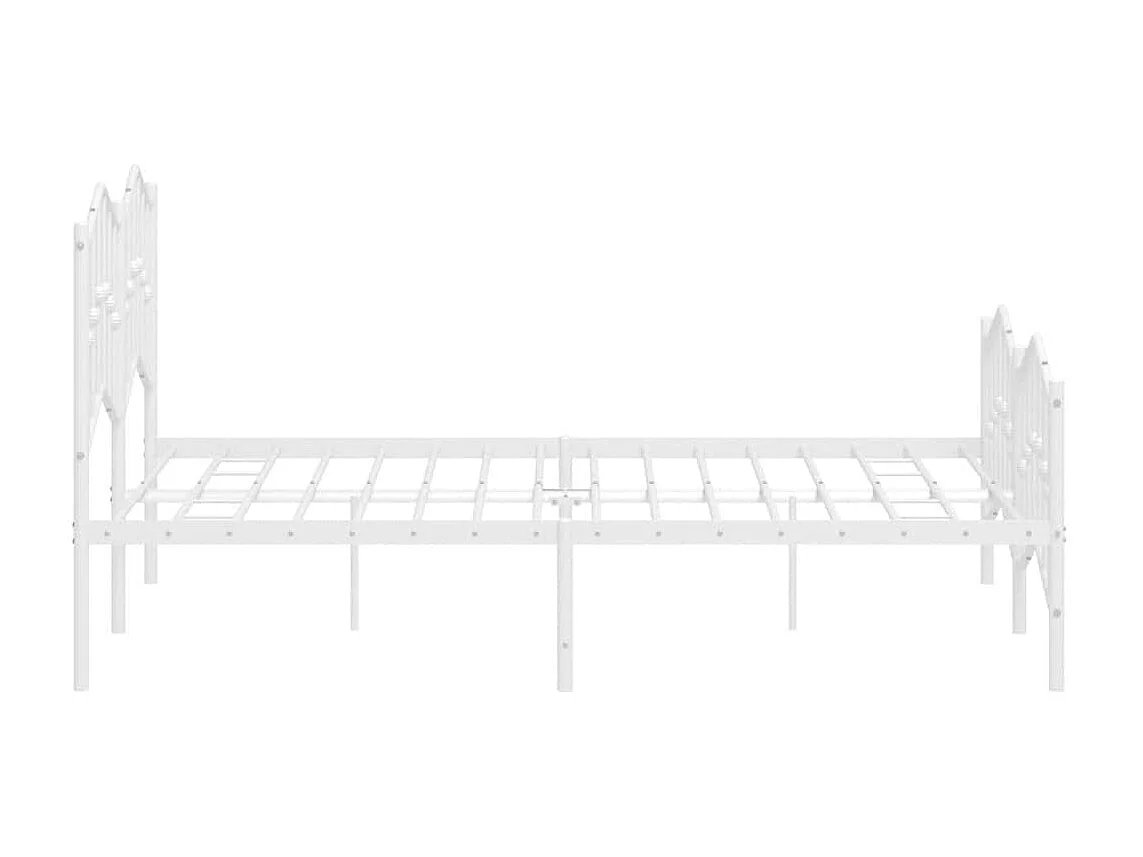 Lit double | Lit adulte | Cadre de lit métal et pied de lit blanc 135x190 cm