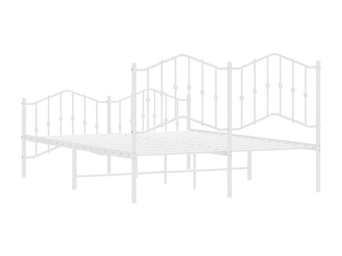 Lit double | Lit adulte | Cadre de lit métal et pied de lit blanc 135x190 cm