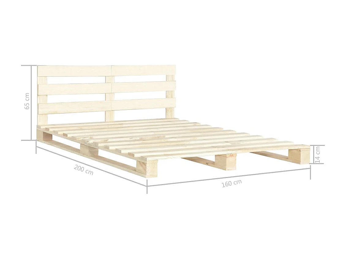 Lit double | Lit adulte | Cadre de lit de palette 160x200 cm bois massif pin