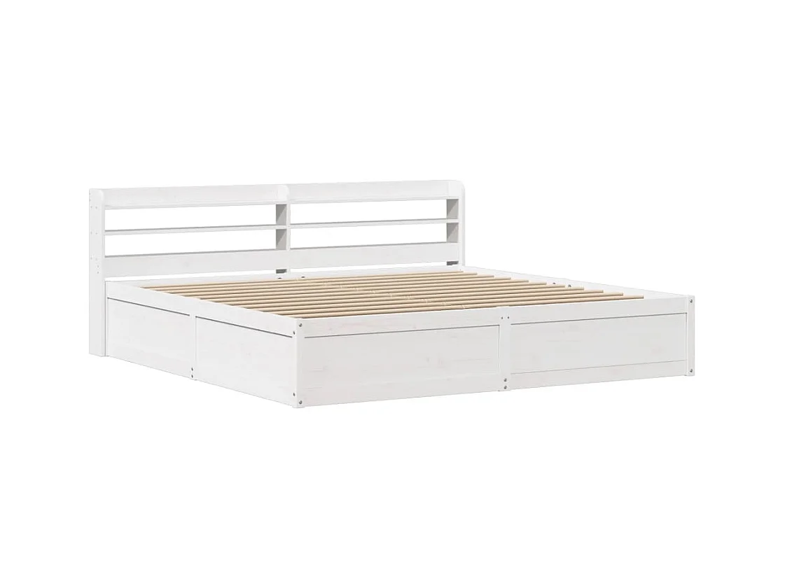 Letto per adulti | Letto matrimoniale | Giroletto con Testiera Bianco 180x200 cm Massello Pino