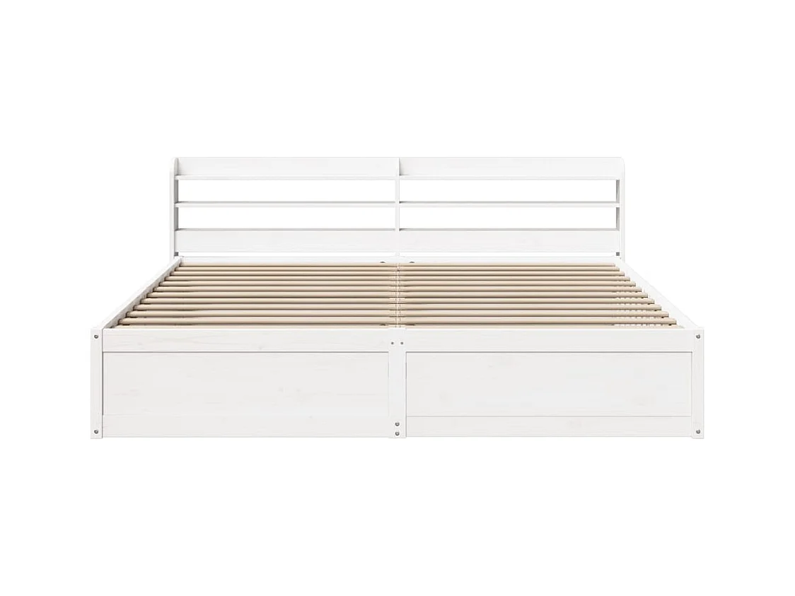 Letto per adulti | Letto matrimoniale | Giroletto con Testiera Bianco 180x200 cm Massello Pino