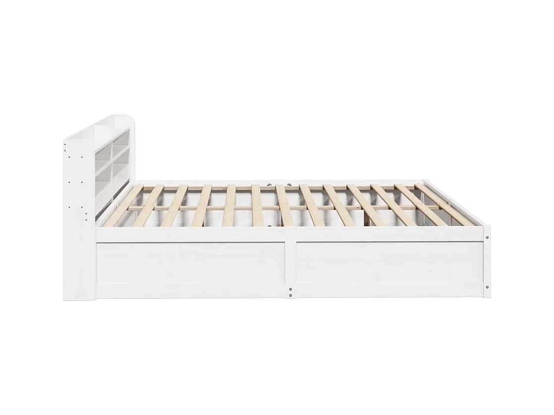 Letto per adulti | Letto matrimoniale | Giroletto con Testiera Bianco 180x200 cm Massello Pino