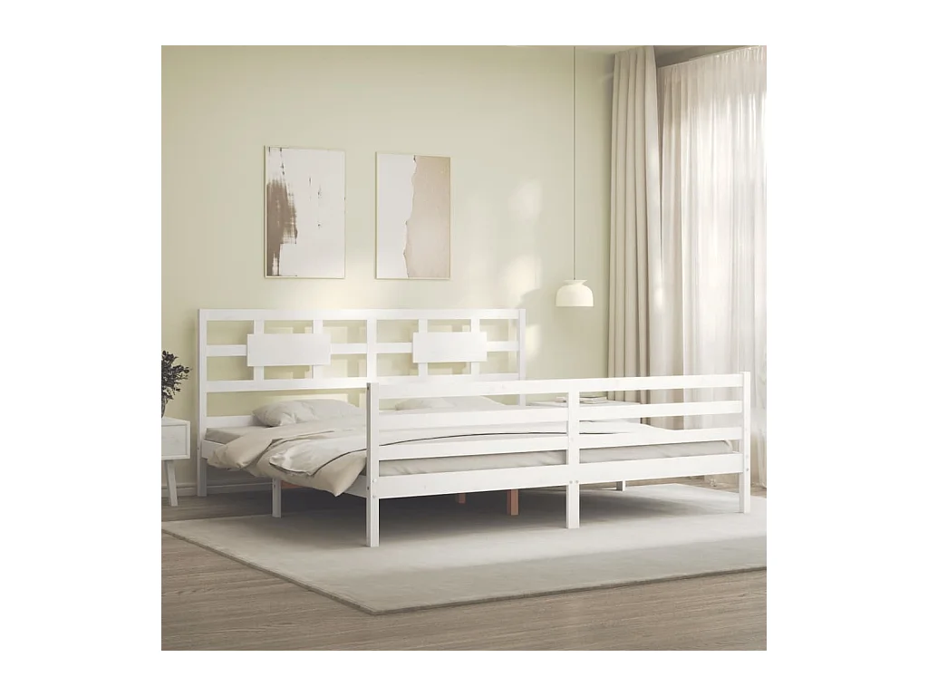 Lit double | Lit adulte | Cadre de lit blanc 200x200 cm bois massif