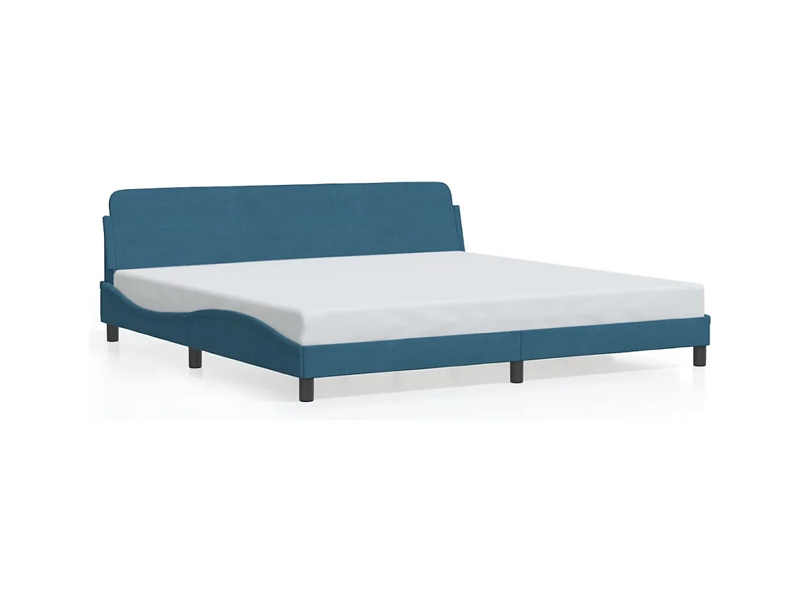 Lit double | Lit adulte | Cadre de lit bleu 200x200 cm velours