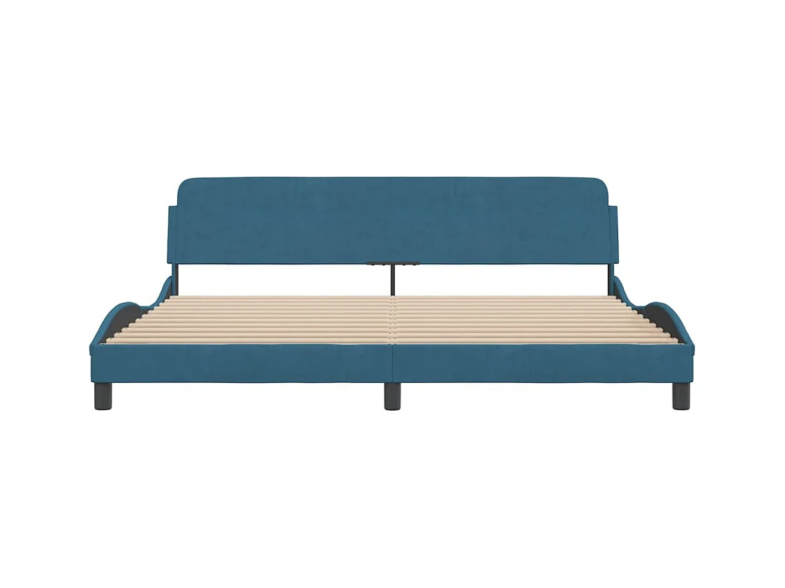 Lit double | Lit adulte | Cadre de lit bleu 200x200 cm velours