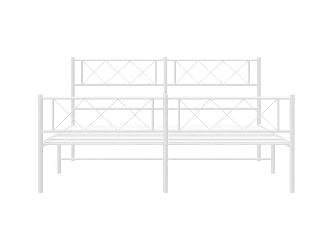 Lit double | Lit adulte | Cadre de lit métal et pied de lit blanc 140x190 cm