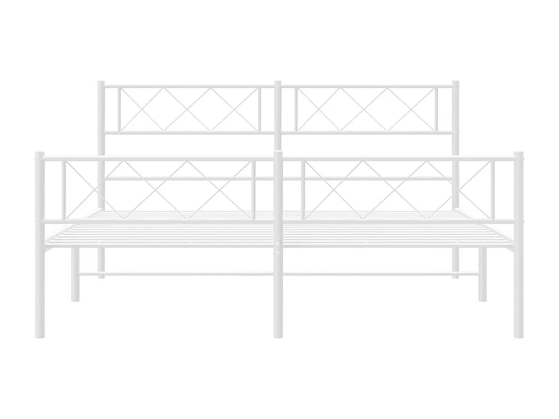 Lit double | Lit adulte | Cadre de lit métal et pied de lit blanc 140x190 cm