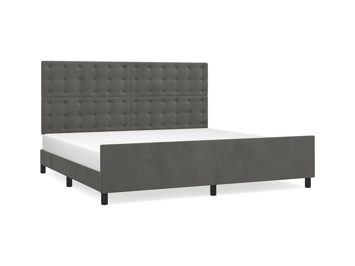 Lit double | Lit adulte | Cadre de lit gris foncé 200x200 cm velours