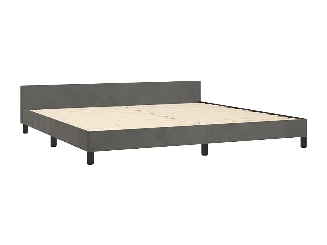 Lit double | Lit adulte | Cadre de lit gris foncé 200x200 cm velours