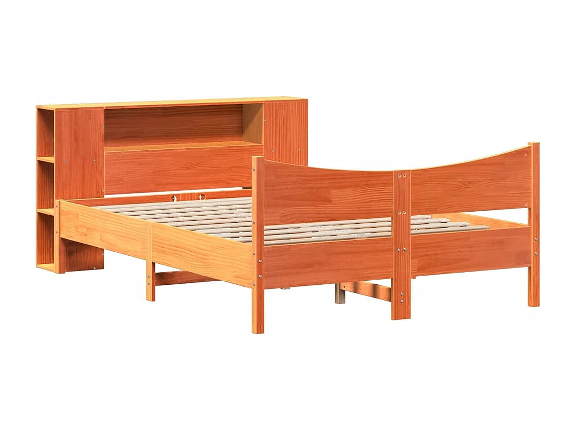 Lit double | Lit adulte | Cadre de lit cire marron 135x190cm bois pin massif