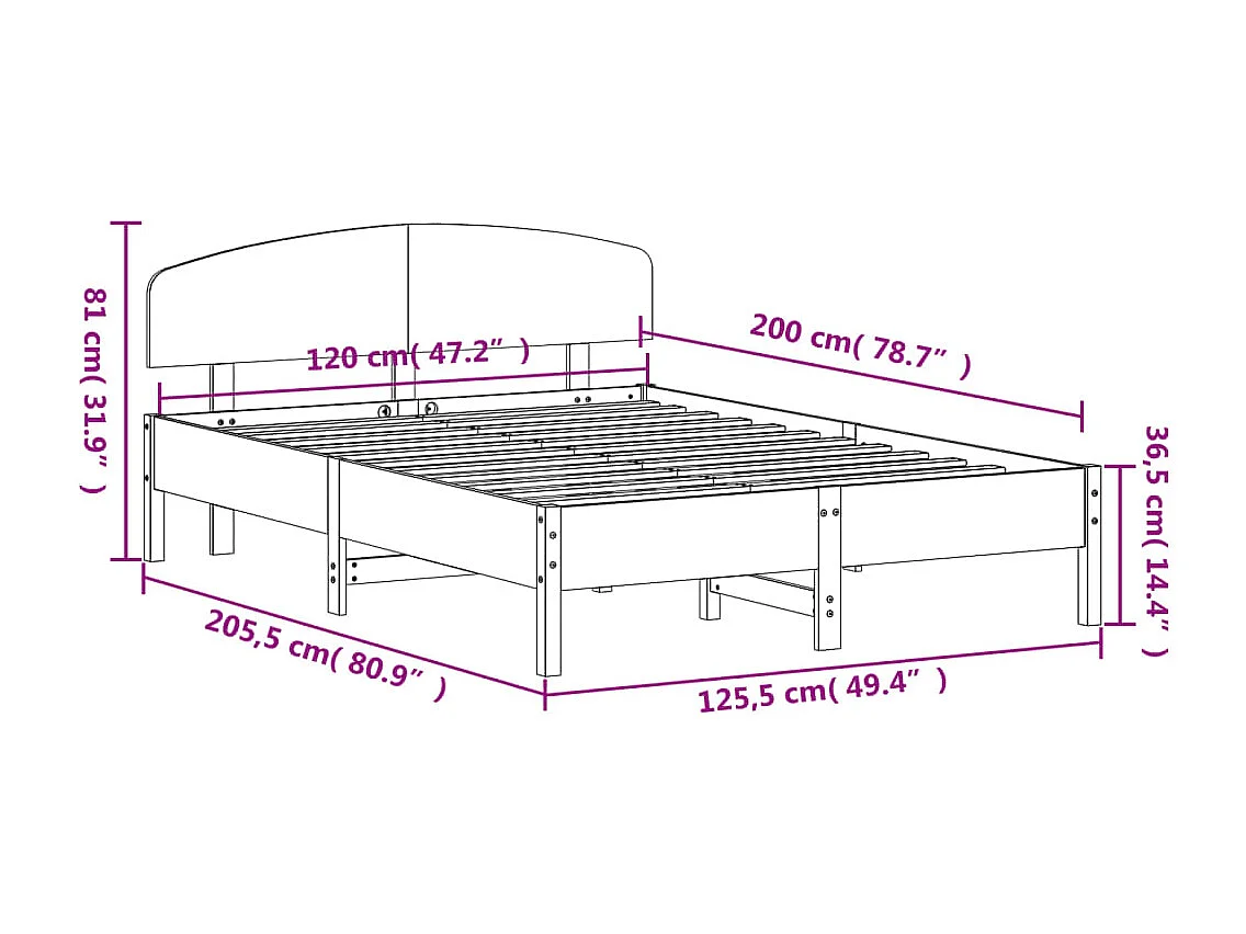 Lit simple | Lit adulte, enfant | Cadre de lit cire marron 120x200cm bois pin massif