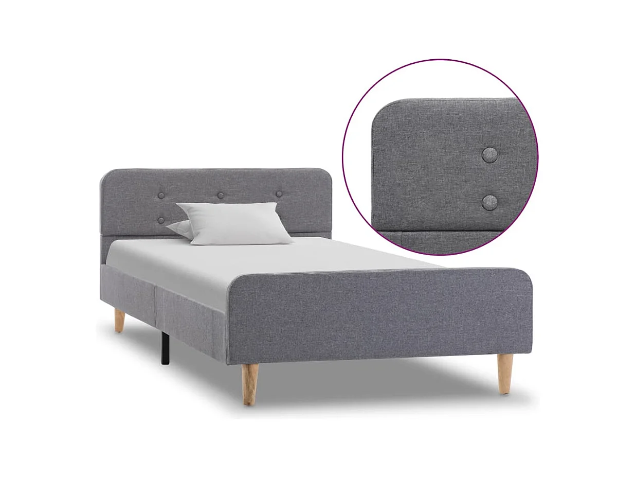 Letto per adulti | Letto singolo | Giroletto Grigio Chiaro in Tessuto 100x200 cm