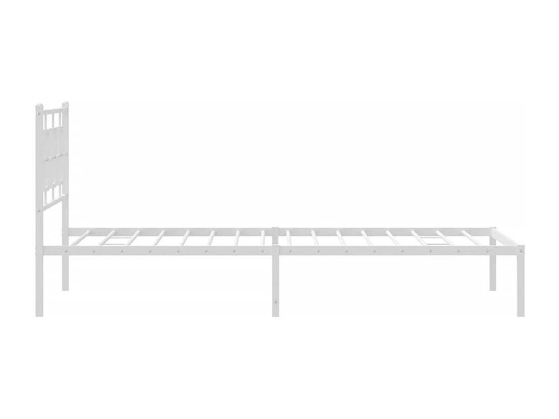 Lit simple | Lit adulte, enfant | Cadre de lit métal et tête de lit blanc 107x203 cm