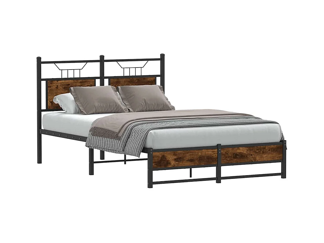 Lit simple | Lit adulte, enfant | Cadre de lit chêne fumé 120x190 cm bois ingénierie