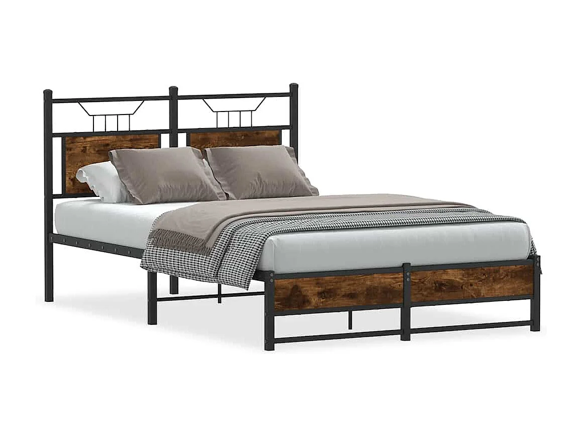 Lit simple | Lit adulte, enfant | Cadre de lit chêne fumé 120x190 cm bois ingénierie