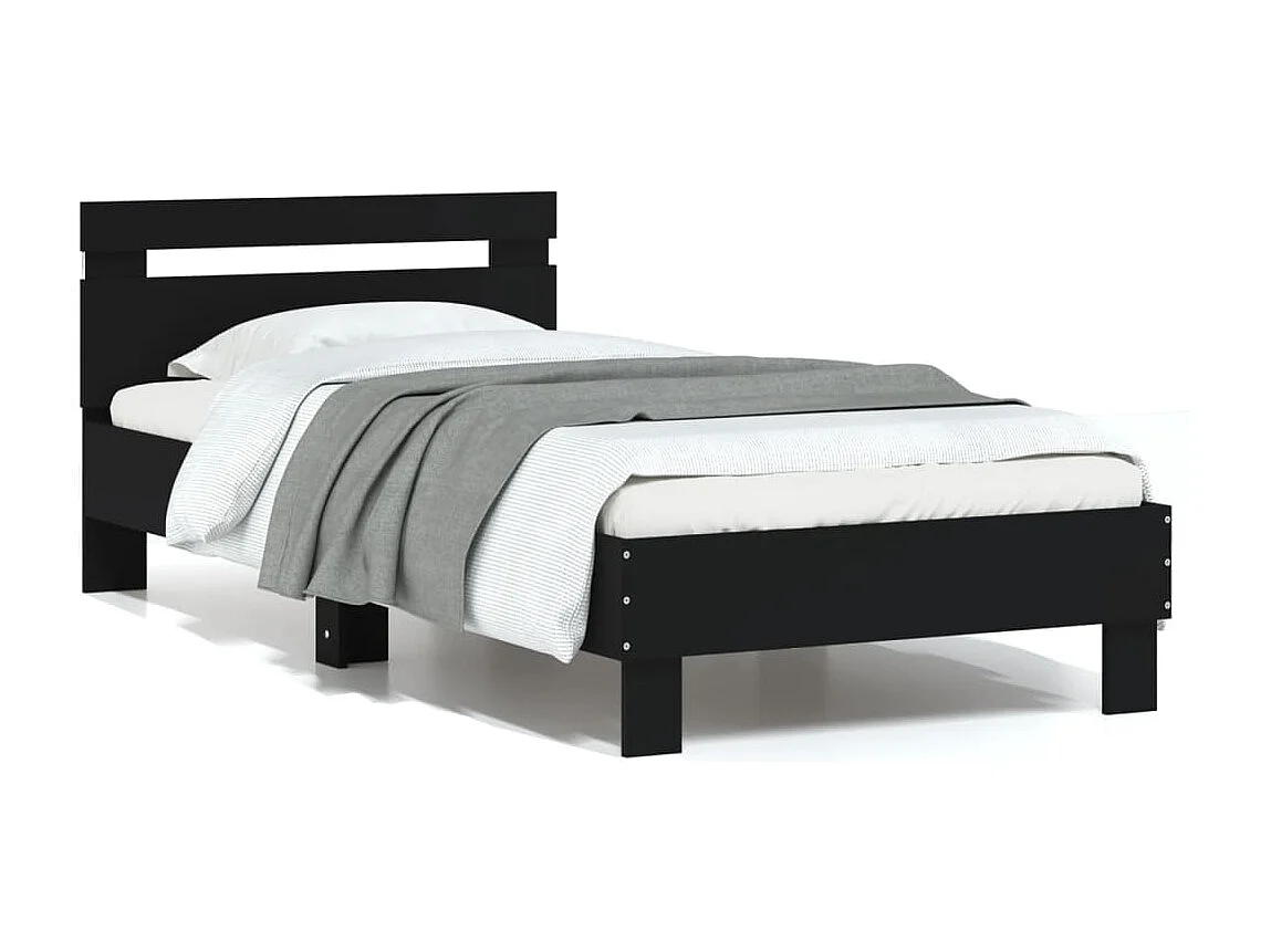 Lit simple | Lit adulte, enfant | Cadre de lit avec lumières LED noir 75x190 cm