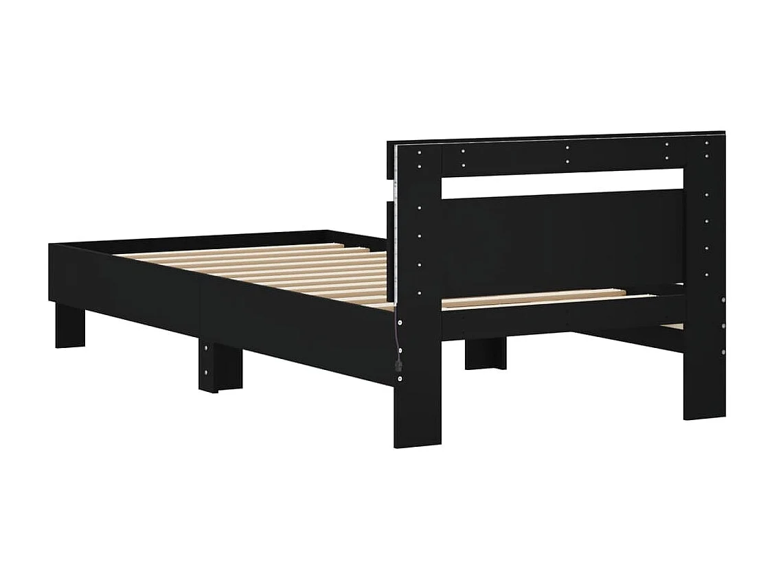 Lit simple | Lit adulte, enfant | Cadre de lit avec lumières LED noir 75x190 cm