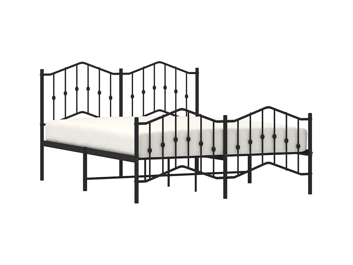 Lit double | Lit adulte | Cadre de lit métal avec pied de lit noir 140x200cm