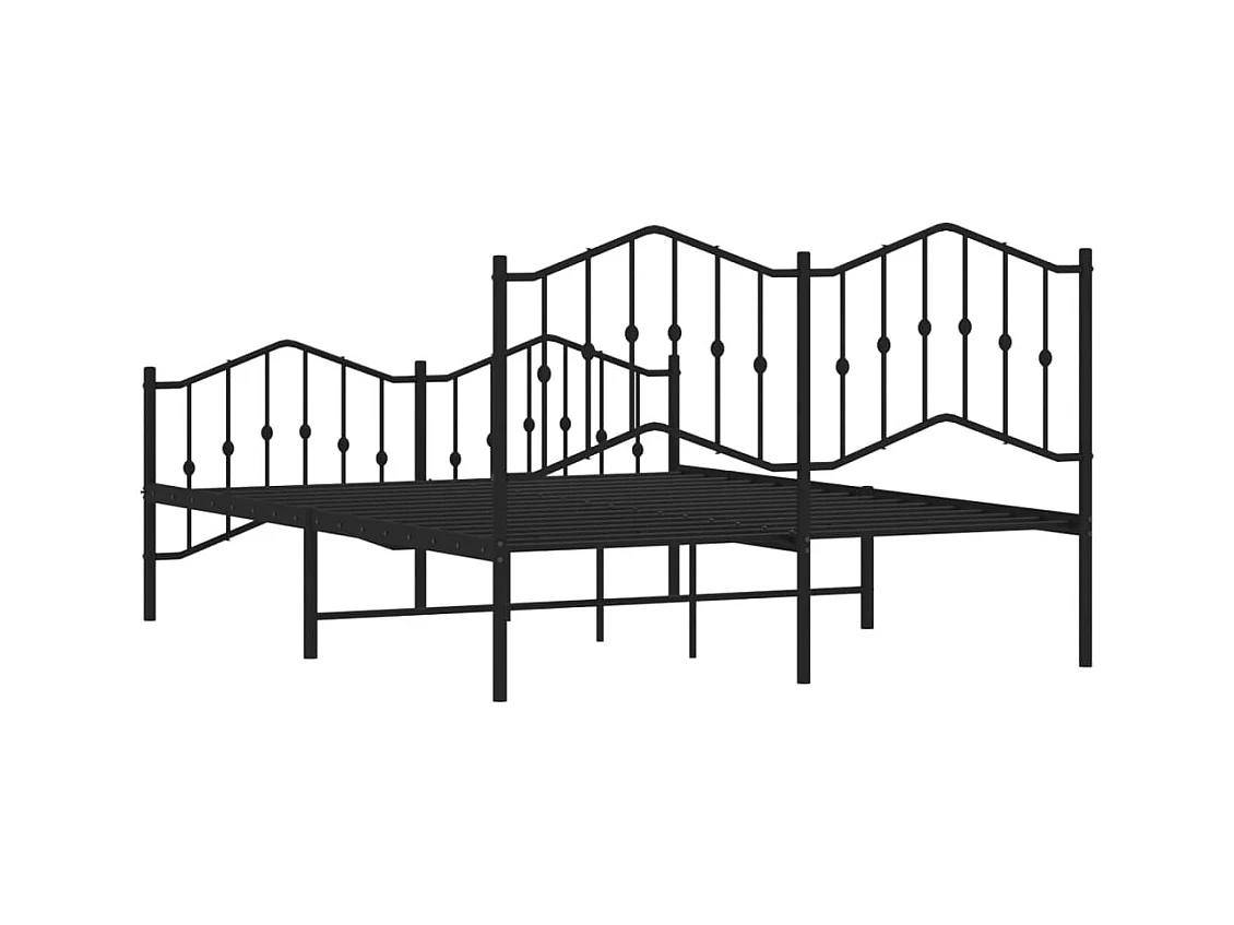 Lit double | Lit adulte | Cadre de lit métal avec pied de lit noir 140x200cm
