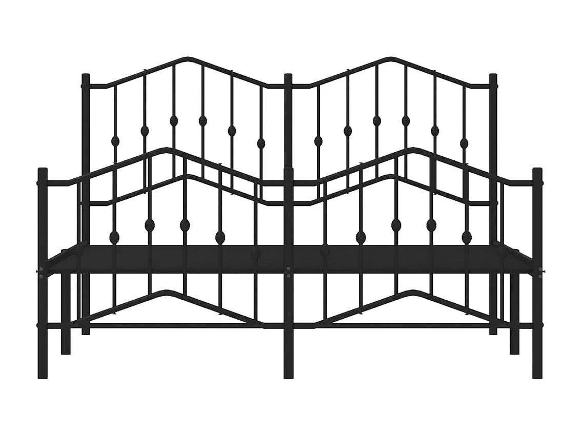 Lit double | Lit adulte | Cadre de lit métal avec pied de lit noir 140x200cm