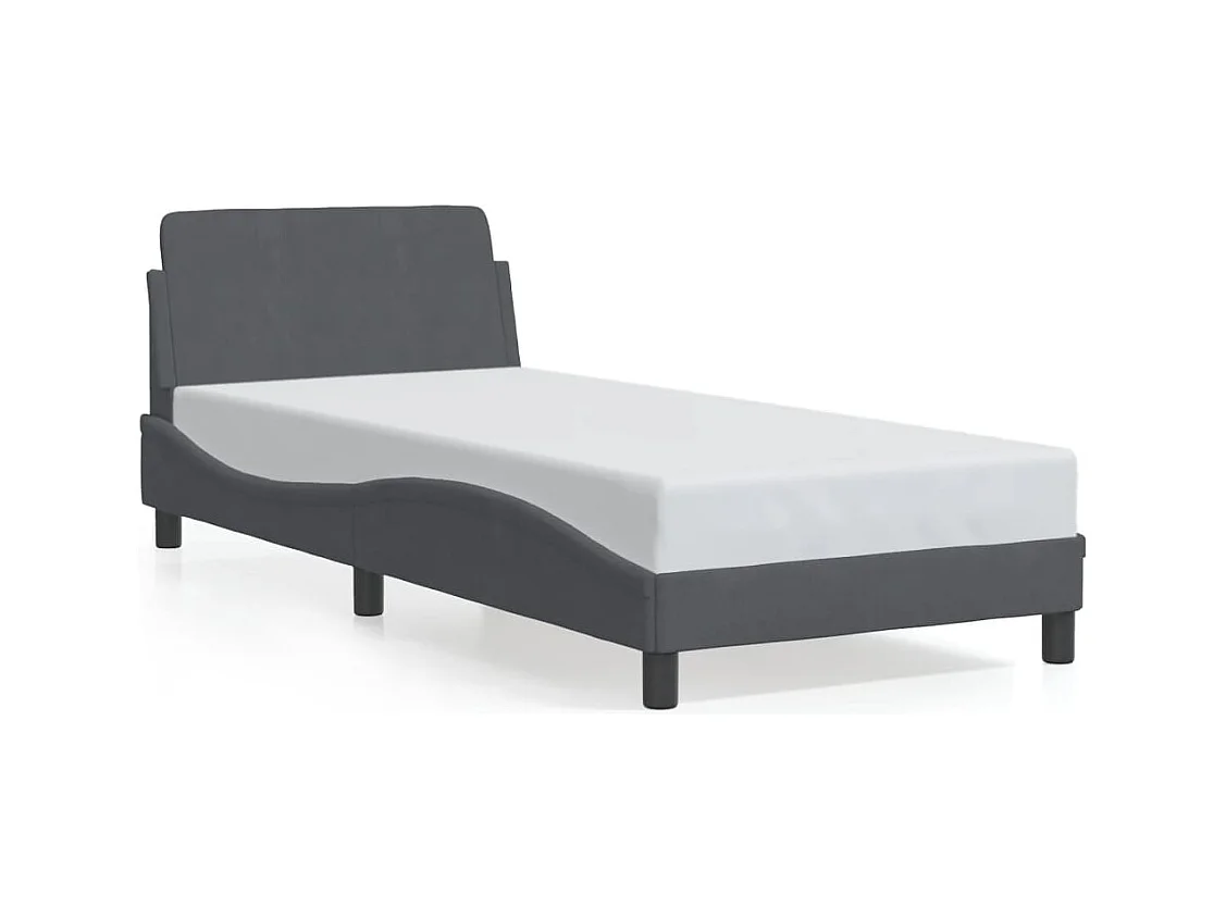 Lit simple | Lit adulte, enfant | Cadre de lit gris foncé 90x200 cm velours