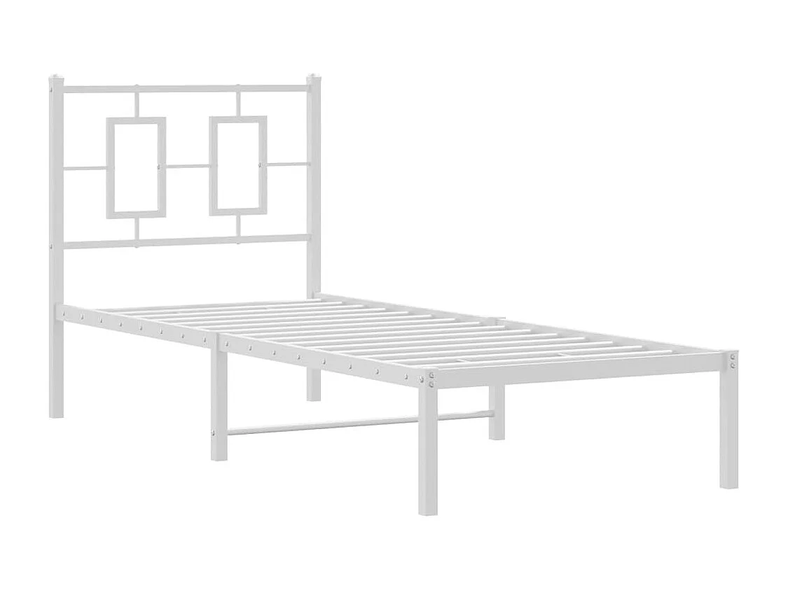 Lit simple | Lit adulte, enfant | Cadre de lit métal avec tête de lit blanc 80x200cm