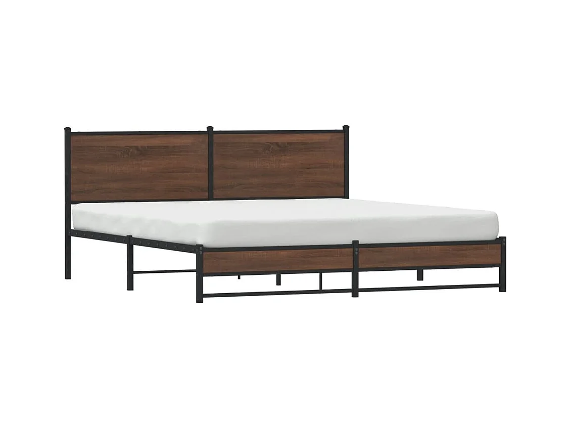 Letto per adulti | Letto matrimoniale | Giroletto senza Materaso in Metallo Rovere Marrone 183x213 cm
