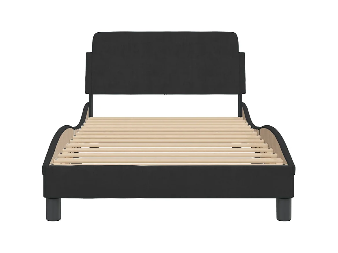 Lit simple | Lit adulte, enfant | Cadre de lit noir 100x200 cm velours