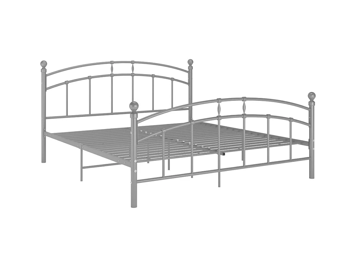 Lit double | Lit adulte | Cadre de lit gris métal 140x200 cm