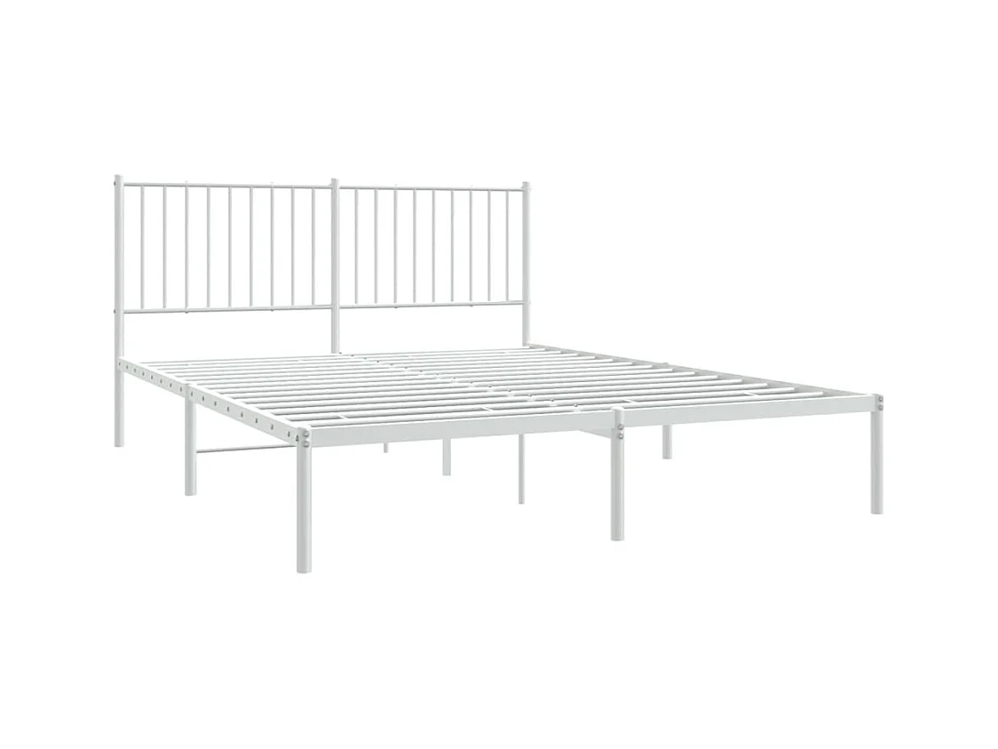 Lit double | Lit adulte | Cadre de lit métal et tête de lit blanc 160x200 cm