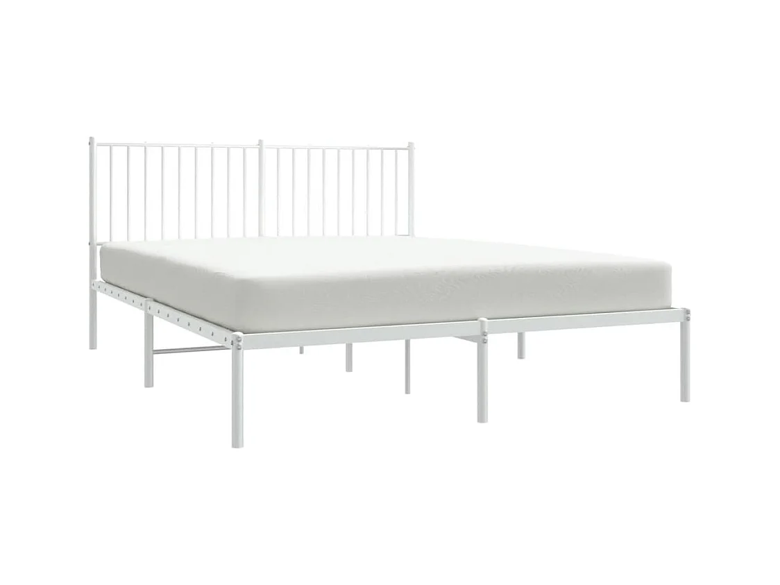 Lit double | Lit adulte | Cadre de lit métal et tête de lit blanc 160x200 cm