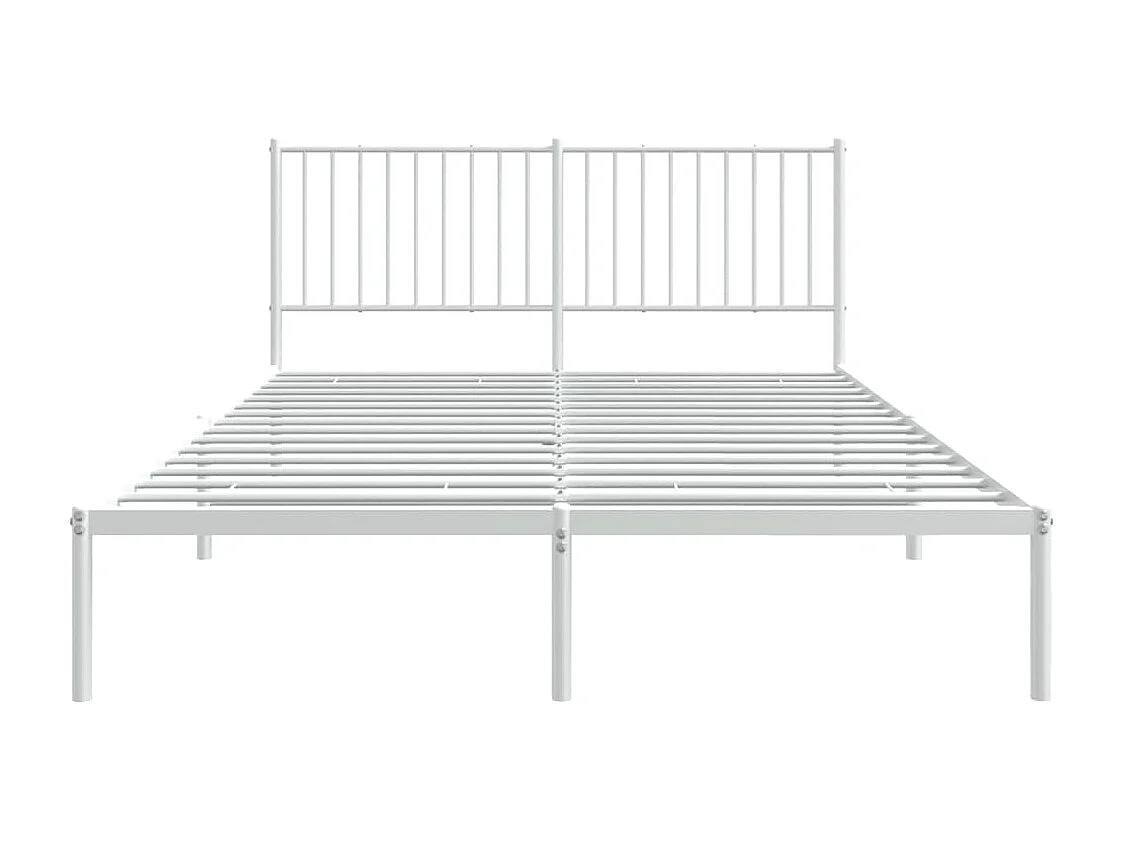 Lit double | Lit adulte | Cadre de lit métal et tête de lit blanc 160x200 cm
