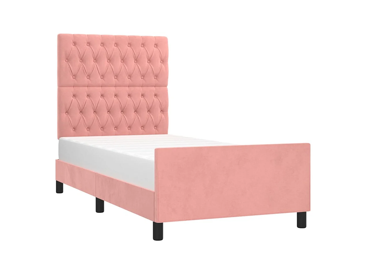 Lit simple | Lit adulte, enfant | Cadre de lit rose 90x190 cm velours